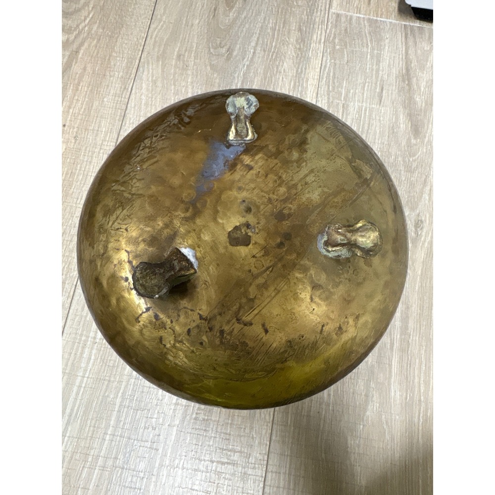 Vintage Hammered Brass Pot Planter Bowl Decorative Centerpiece - Picture 4 of 5